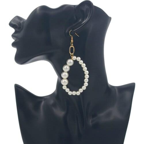 Hot Sale Simple Geometry Imitation Pearl Earrings 2020 New Accessories Wholesale Jewelry Female Long Earrings Bijoux Gift
