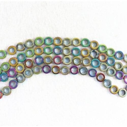 HOT Multicolored hematite stone circle/Ring shape 6mm 8mm 10mm 12mm loose Beads 15 inches B183