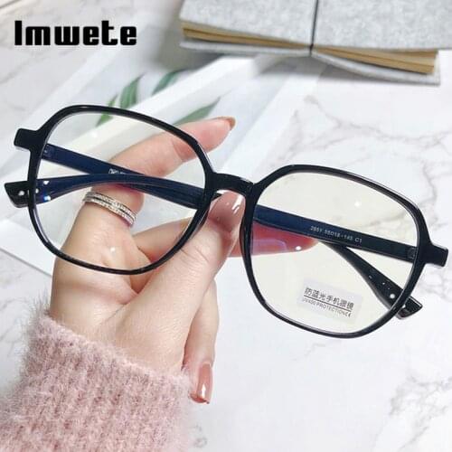 Imwete Decorative Glasses Frame for Women Blue Light Computer Eyeglasses for Men Vintage Prescription Eyewear Frames 2021