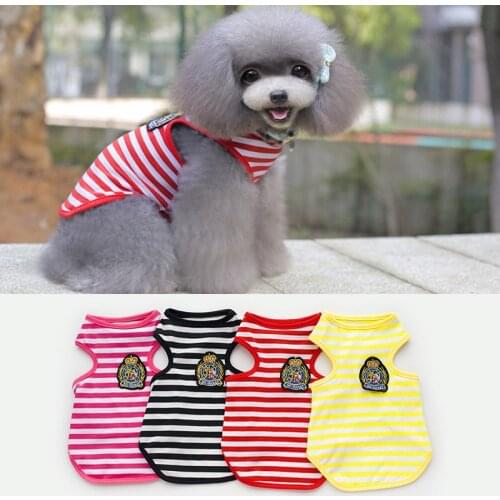 Hot Selling Summer Dog Vest Shirt Clothes Coat Pet Cat Puppy 100%Cotton Breathable Striped Vests Clothing For Dogs Costumes