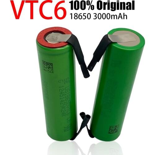 VTC6 3.7V 3000 mAh 18650 Li-ion Rechargeable Battery VC18650VTC6 batteries + DIY Nickel Sheets