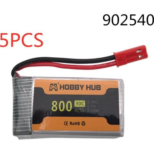 5pcs Lipo Battery For X300C X400 X500 X800 1315 HJ818 HJ819 3.7V 800mAh 30c 902540 RC Quadcopter Part 3.7 v Battery