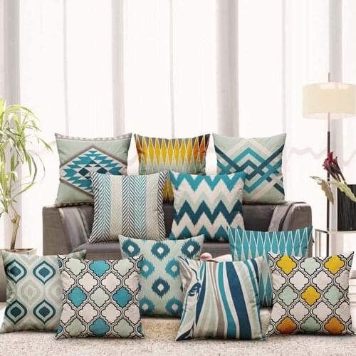 Meijuner Linen Stripe Holds Pillowcase Geometrical Grid Pattern Europe Type Contracted Cushion Cover For Sofa Party Home Decor