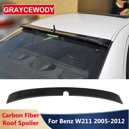 Modify to AMG Style Real Carbon Fiber Rear Spoiler Trunk Roof Wing Car Body Parts For Benz W211 E240 E280 E320 E350 2005-2012