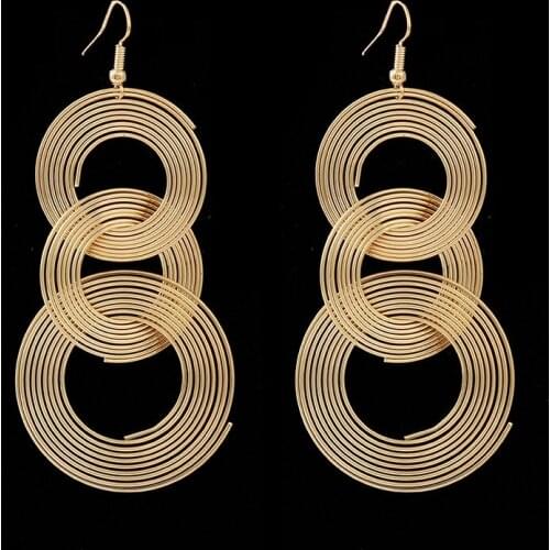 UODCM Fashion Big Circle Crystal Hoop Earrings for Women Bijoux Geometric Exaggerated Long Style Statement Jewelry Gifts