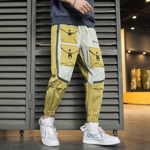 2021 High Visibility Cargo Pants Men with Pockets Overalls Japanese Streetwear Harajuku Sweatpants Hip Hop Pants New