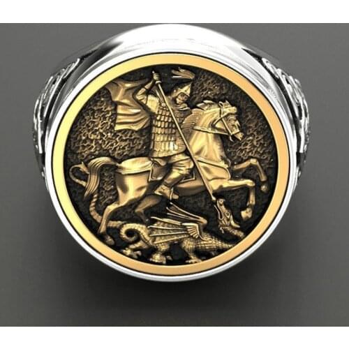 Classic Punk Style Warrior Dragon Men Ring Jewelry Fashion Soldier Military Signet Rings Top Quality Men Biker Ring Jewelry