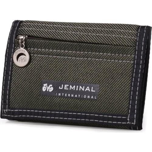 Mens Trifold Short Wallet With ID Window Simple Velcro Card Holder Bag Childrens Canvas Small Pocket Coin Purse