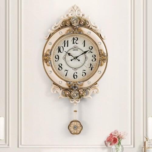 Household Clocks Living Room Mute Wall Clock Personality Fashion Retro European Atmosphere Clock Creative Trend Wall Clocks
