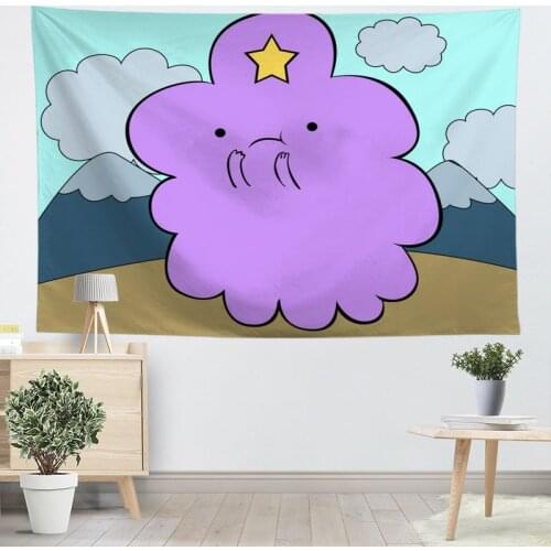 Lumpy Space Princess Background Fabric Valance Tapestry Wall Hanging Bedroom Living Room Blanket Yoga Beach Towel Tablecloth
