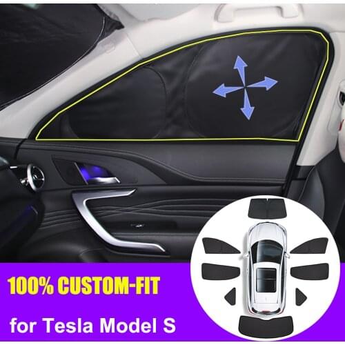For Tesla Model S Rear Front Windshield Car Tension Fixed Shade Cloth Windows Sunshades Foldable Sun Block UV for Camping Rest