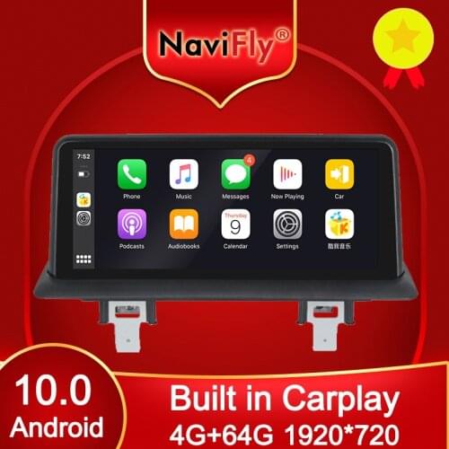 NaviFly Android 10 API 29 Carplay Car DVD Player for BMW 1 Series 120i E81 E82 E87 E88 2005-2012 Blue anti-glare 1920*720 4GB