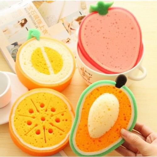 New 2pcs Magic Dish Towel Fruit Shape Thicken Microfiber Sponge Cloth Cleaning Dish Kitchen Accessories Party Cleaning Supplies