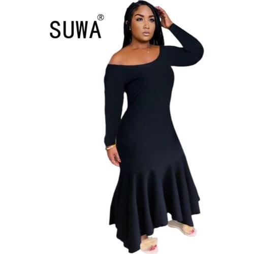 New Product Elegant Pleated Mermiad Dress Women Long Sleeve Backless Maxi Celebrity Dresses Sexy Black Skinny Club Party Dress