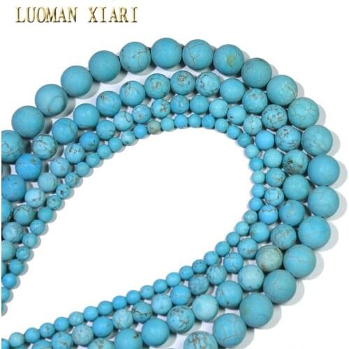 Wholesale Natural Dull Polish Blue Turquoises Round Matte Stone Beads For Jewelry Making DIY Bracelet Necklace 4/6/8/10 mm