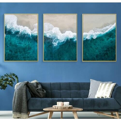 Beach With Seawater Landscape Poster Abstract Minimalist Wall Art Canvas Print Famous Painting Moder Decorative Picture