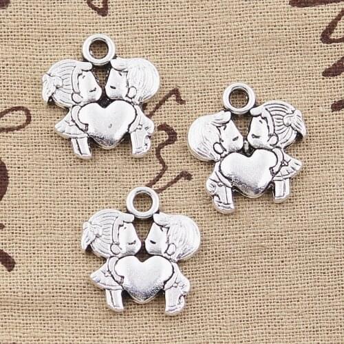 4pcs Charms Heart Lover Sweetheart 22x21mm Antique Making Pendant fit,Vintage Tibetan Silver color,DIY Handmade Jewelry