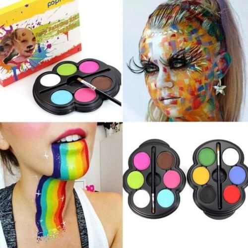 Popfeel 6 Colors Face Painting Kit Body Makeup Non Toxic Water Paint Oil With Brush For Christmas Halloween Fancy Carnival Party