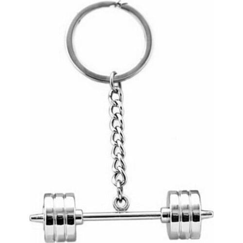 Rhodium Tone Crossfit Fitness Weight Lifting Barbell Inspire Keychain & Key Holder For Men