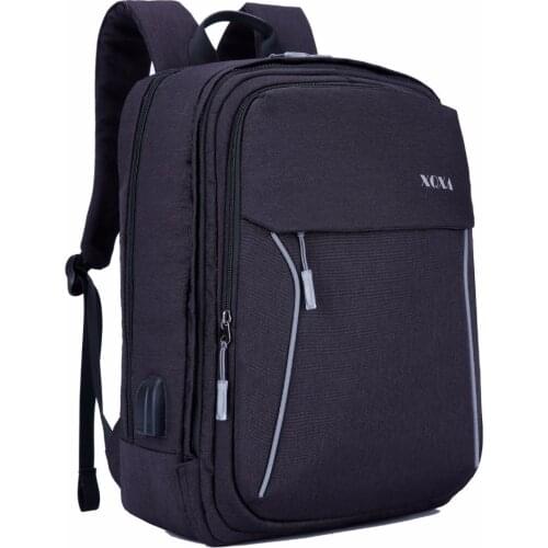 XQXA Unisex 17" Inch Laptop Backpack Women & Men Business Rucksack Teenagers School Travel Bag With USB Earphone Interface Cable