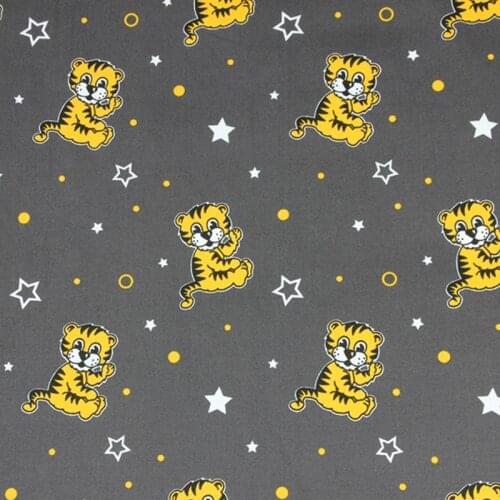 Cartoon Tiger Printed 100% Cotton Fabric for Kids Clothes Bedding Set Hometextile Cushion Cover Backpack DIY
