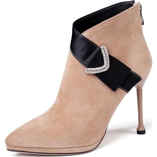 Big Size boots women shoes ankle boots for women ladies boots shoes woman winter Back zipper color water drill