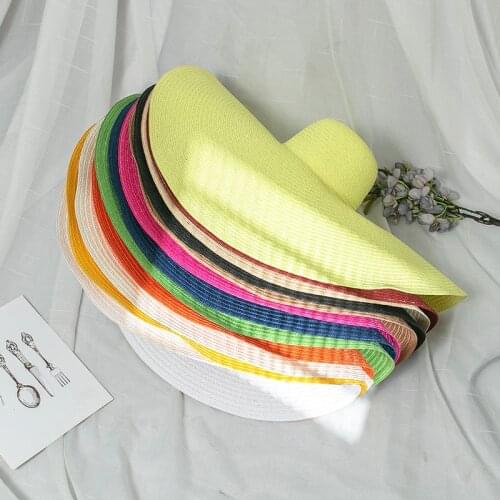 Summer super large brim sun hat Straw hats Ladies women casual Foldable sunshade panama caps gorros