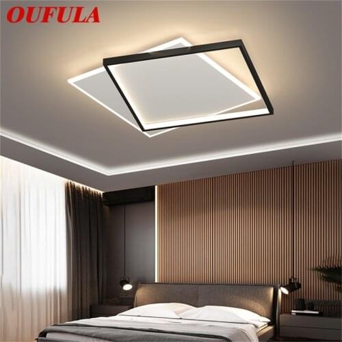 OUFULA Nordic Ceiling Light Modern Square Lamp Fixtures LED 3 Colors Home For Living Dining Room