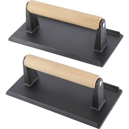 Heavy Duty Steak And Burger Press With Wooden Handle For Grills, Griddles And Flattops Perfect Gadget For Bacon,Paninis