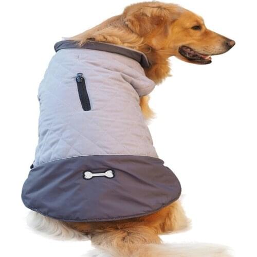 Reflective Large Dog Jacket Waterproof Pet Vest Warm Cotton-Padded Puppy Clothes Winter Doggie Coat Reversible Ropa Para Perro