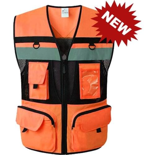 2021 New Automobile Motorcycle Reflective Safety Vest High Visibility Night Warning Safety Coat for Traffic Car Summer Mesh Vest