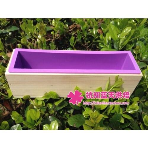 Toast / handmade soap cake mold / 1 wooden box + 1 silicone mold Combo / square 24.5CM*5.7CM*7CM kitchen tools