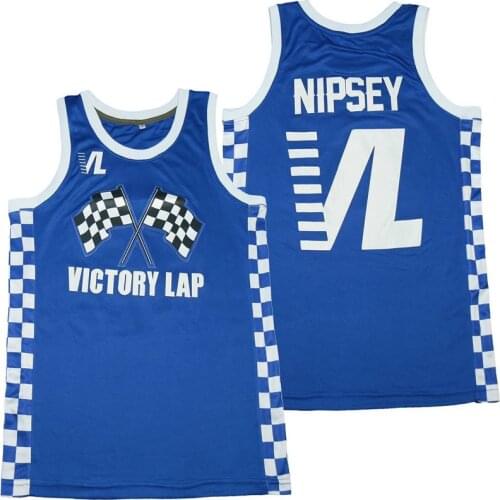 BG basketball jersey victory lap N# NIPSEY Jerseys Embroidery sewing and printing Outdoor sportswear Hip-hop movie summer blue