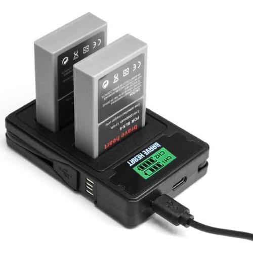 TYPE-C DUAL Charger + bls-50 BLS-5 BLS5 Bls50 Battery for Olympus OM-D E-M10,Mark III,Mark II,PEN E-PL2,E-PL6,E-PM2, Stylus 1