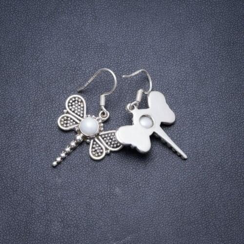 Natural River Pearl Handmade Unique 925 Sterling Silver Earrings 1.5" Y2692