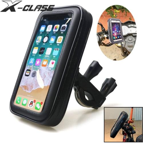 Universal Motorcycle Handlebar Phone GPS Holder Pocket Waterproof PU Leather Accessories For Harley Kawasaki Vespa BMW Yamaha
