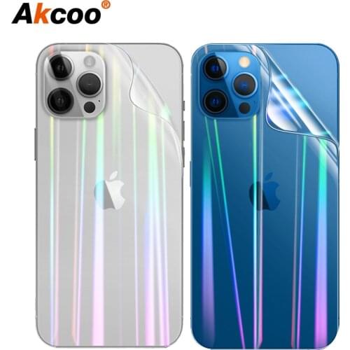 Akcoo for iPhone 12 Aurora Back Film Super Anti-Scratch for iPhone12 Pro Max Mini XS 11 7 8 6S Rainbow Rear Protective Film