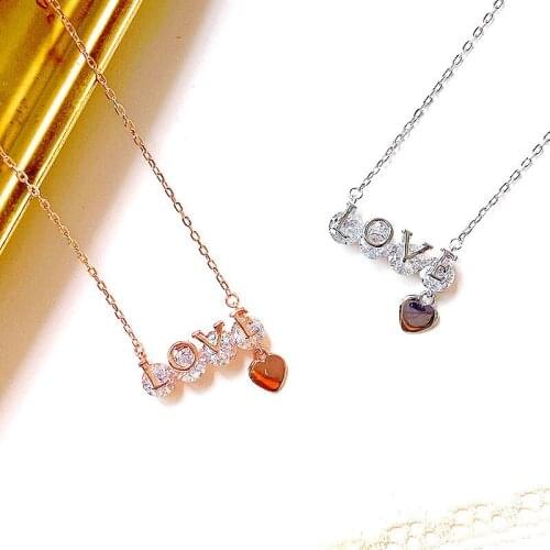 Korean Love Letter Initial Necklace for Women Shiny AAA Zircon Crystal Charm Necklace for Women Short Chokers Necklaces 2020