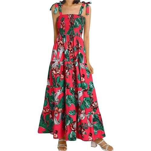Beach Dresses For Women 2021 Ladies Fashion Elegant Sling Dress Bohemian Resort Printed Long Dress Vestidos De Mujer Casual