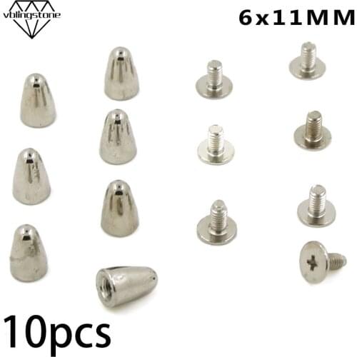 10Pcs Punk Rivets 6*11MM Studs And Spikes For Clothes Metal Screwback Studs Rivets DIY Rock Shoes Bags Leathercrafts
