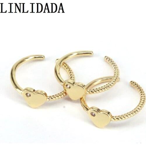 10Pcs Gold-color Heart Rings For Women Girl Open Cuff Ring Simple Gold Filled Jewelry Charm Gift