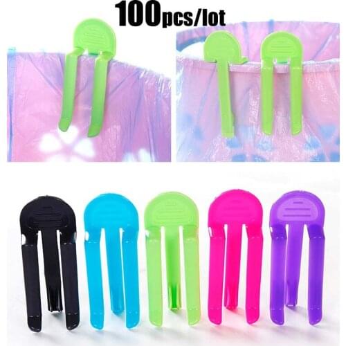 100Pcs/lot Household Garbage Can Waste Bin Trash Bag Fixed Clip Lock Holder Clips Creative Slip-Proof Sealing Clip
