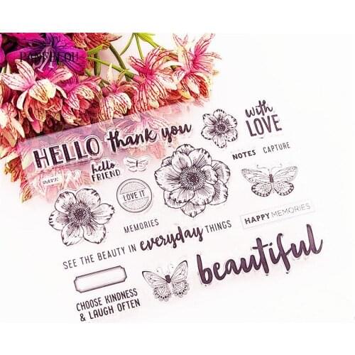 15x11cm Butterfly flower Transparent Silicone Rubber Clear Stamps cartoon Scrapbooking/DIY Easter Childrens toys album