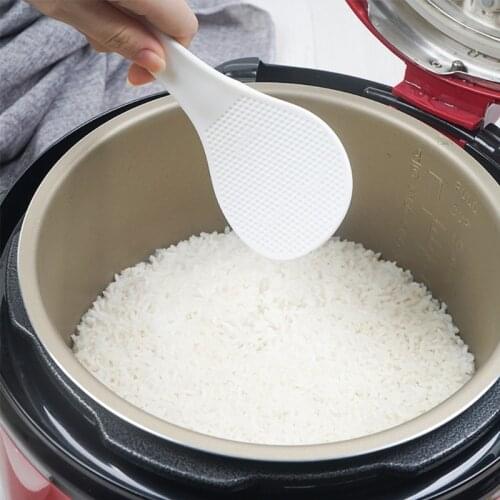 2Pcs Kitchen Non Stick Rice Paddle Hand Roll Spoons White Plastic Meal Spoon