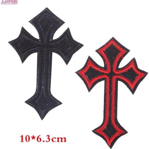 2PCS Cross Embroidered Patches For Clothes Sewing Supplies Decorative Badges Applique Ironing Clothing Cross Ornament