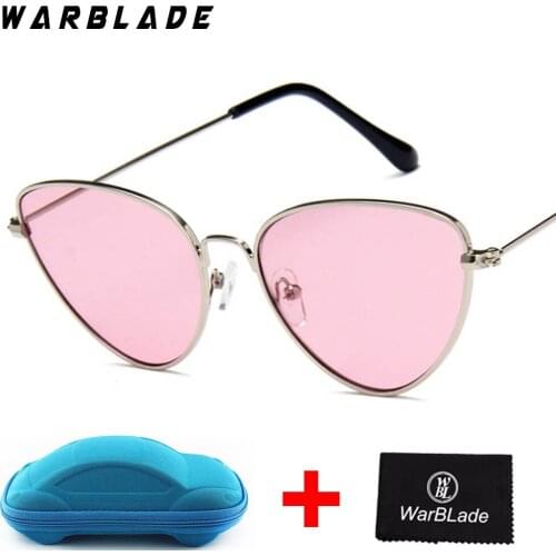 2018 Vintage Cat Eye Sunglasses Women Gold Metal Eyewear UV400 Sun Glasses Female Red Candy Color Cateye Glasses with box