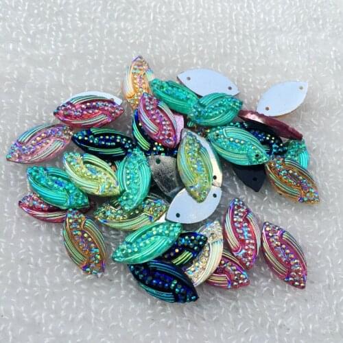 9*18mm DIY Horse eye shape High quality Resin sew on rhinestones with two holes clothing accessories -Y53A