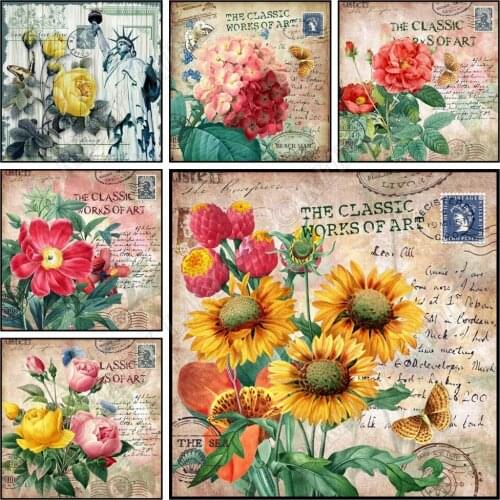 Diamond Embroidery Letter Flowers Pixel Mosaic Pattern Full Square / Round Crystal Rhinestones Art Diamond Painting Home Decor