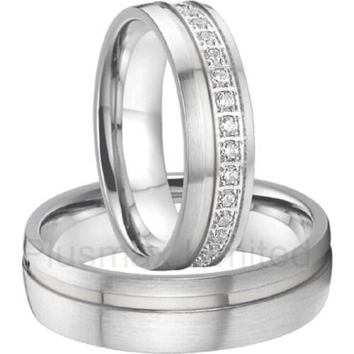 Anel alliance China titanium steel band Manufacturer for custom cz jewelry wedding rings