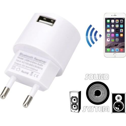 AC 110V /220V Audio Adapter USB Wall Charger Wireless Bluetooth Receiver Adapter 3.5MM AUX V5.0 Audio Music Receiver EU US Plug